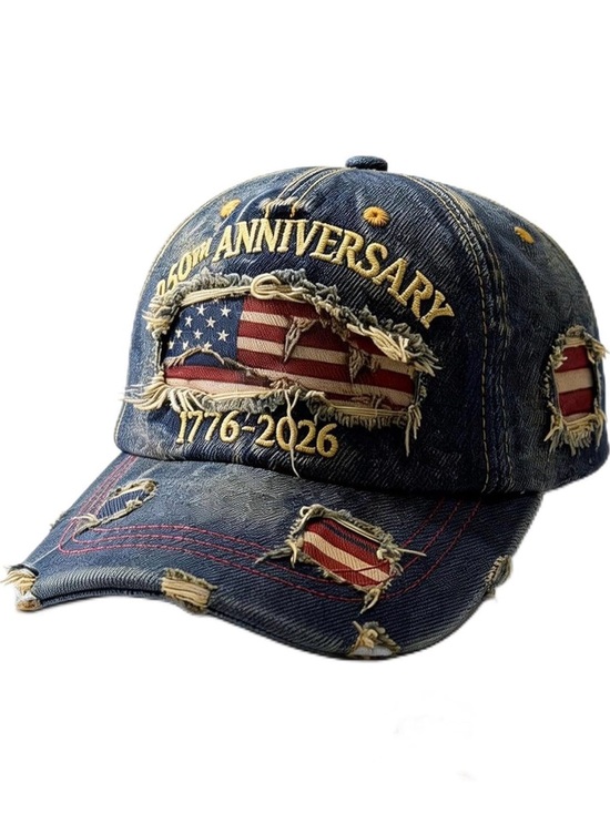 Unbranded Other - USA 250th Anniversary 1776-2026 Distressed Denim Baseball Cap Mens Blue Hat